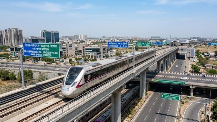 Namo Bharat Corridor RRTS train connecting Faridabad and Gurugram with 18 proposed stations across the NCR region.
