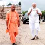 Narendra Modi Yogi Adityanath: Nitin Nabin speaking at a BJP event highlighting Narendra Modi and Yogi Adityanath leadership with party supporters in the background.