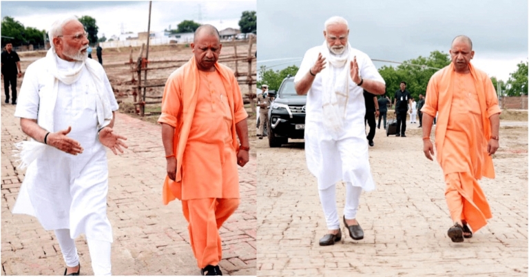 Narendra Modi Yogi Adityanath: Nitin Nabin speaking at a BJP event highlighting Narendra Modi and Yogi Adityanath leadership with party supporters in the background.