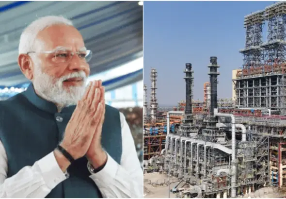 PM Narendra Modi inaugurating India's first Greenfield Refinery at Pachpadra in Rajasthan