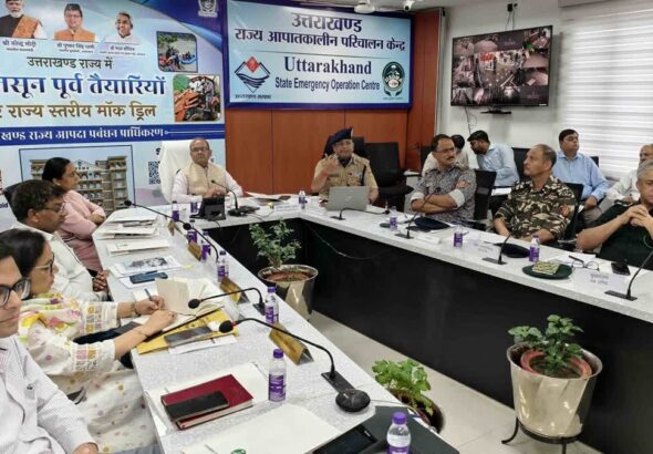 Uttarakhand Disaster Management monsoon mock drill with AI-based early warning system in Dehradun