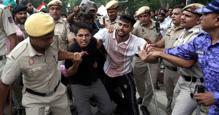 Police Security deployment at Jantar Mantar in Delhi after overnight protest clashes with heavy police presence and barricades