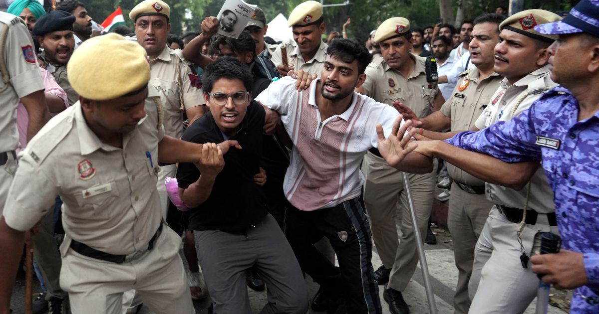 Police Security deployment at Jantar Mantar in Delhi after overnight protest clashes with heavy police presence and barricades