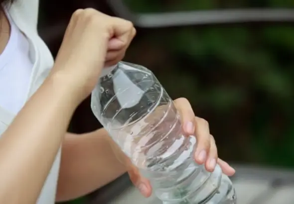 Sealed Water Bottle allegedly containing acid-like liquid in Hapur as police investigate after a girl fell critically ill