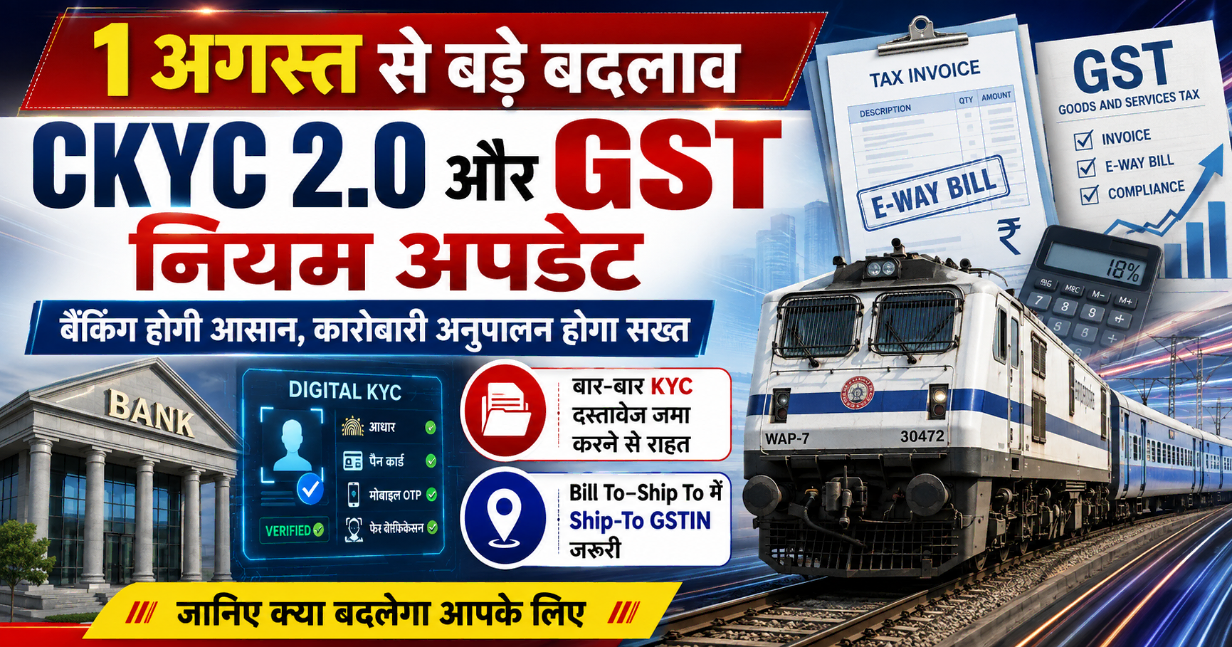 August Banking GST Change: CKYC 2.0 and Ship-To GSTIN changes affecting banking customers and businesses from August 1, 2026