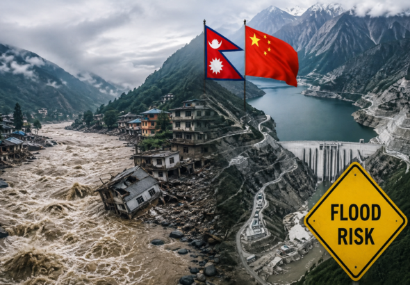 Nepal flood devastation and China Medog Dam project near the Himalayan region