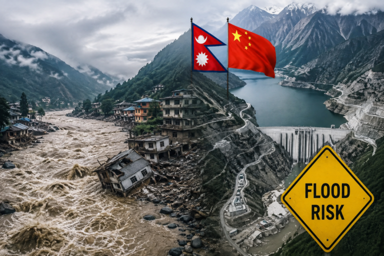 Nepal flood devastation and China Medog Dam project near the Himalayan region