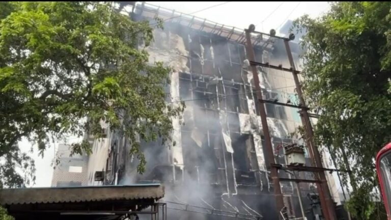 Greater Noida factory fire Firefighters at rescue operation after wall collapse