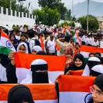 Har Ghar Tiranga Campaign in Kashmir with children holding the Indian Tricolour during a Tiranga rally