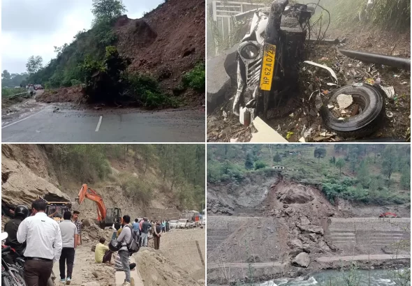 Himachal Pradesh Monsoon damage with closed roads, landslides and heavy rainfall