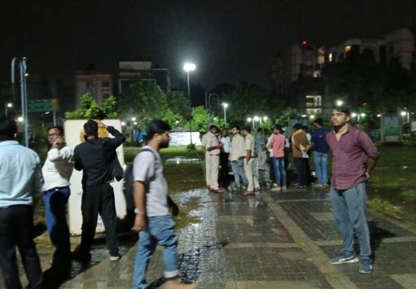 Jharkhand Student Protest at Jaipal Singh Munda Stadium in Ranchi despite heavy rain, demanding a CBI investigation