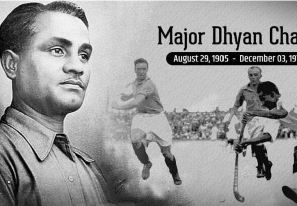 Major Dhyan Chand playing hockey and India winning Olympic gold