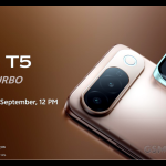 Vivo T5 5G in Royal Bronze and Silver Green featuring a curved AMOLED display and horizontal rear camera design