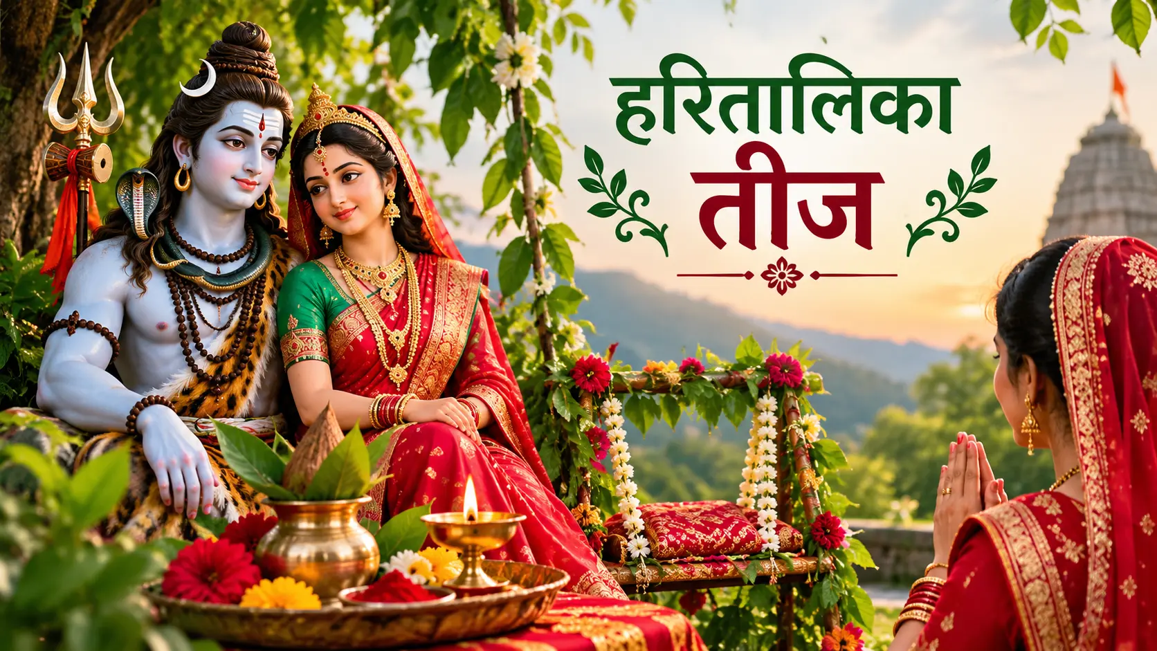 16 Shringar items including sindoor bangles mehndi and anklets on Hartalika Teej