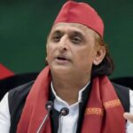 Akhilesh Yadav addressing the media during a press conference