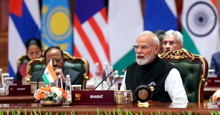 BRICS Summit 2026 में समुद्री सुरक्षा और नाविक इमरजेंसी सपोर्ट नेटवर्क का प्रस्ताव रखते प्रधानमंत्री नरेंद्र मोदी
