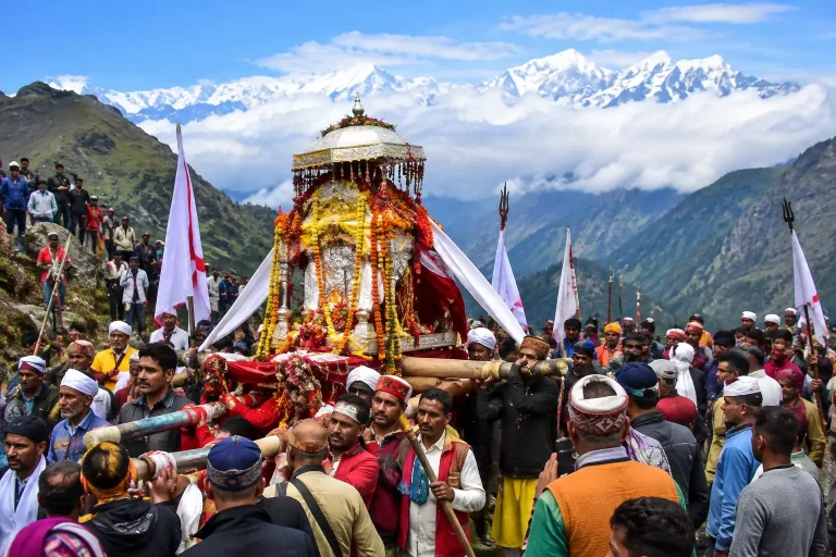 Maa Nanda palanquin during Nanda Devi Raj Jat Yatra 2026 in Chamoli Uttarakhand