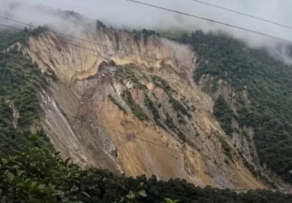 Nepal Landslide after heavy rain and flooding in mountainous areas
