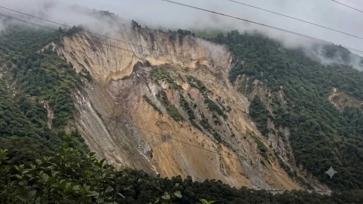 Nepal Landslide after heavy rain and flooding in mountainous areas
