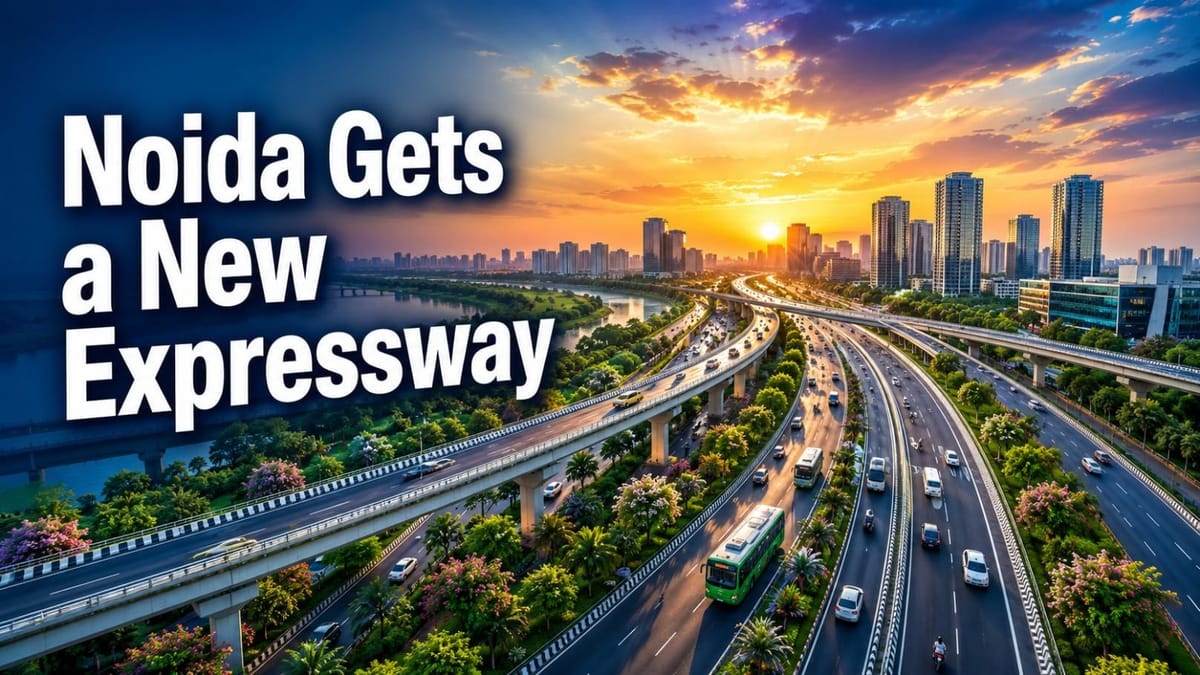 Noida New Expressway four-lane road project connecting sectors near Yamuna