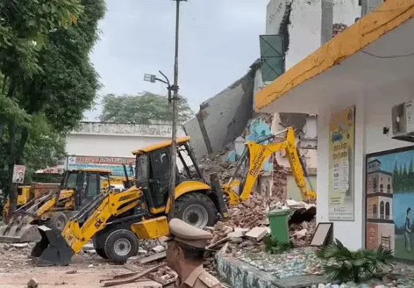 Saharanpur Mosque Demolition with bulldozers deployed inside the Collectorate complex