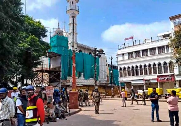 Ujjain Shahi Masjid amid police security during the road widening dispute