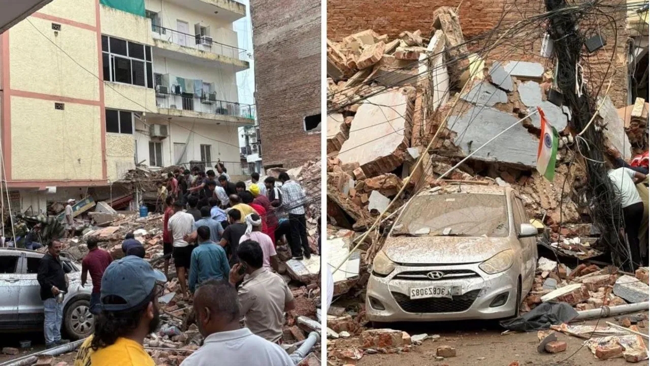 Satya Niketan Building Collapse as NDRF and rescue teams search for students trapped under debris in Delhi
