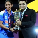 Harmanpreet Kaur in the Indian women's cricket team jersey