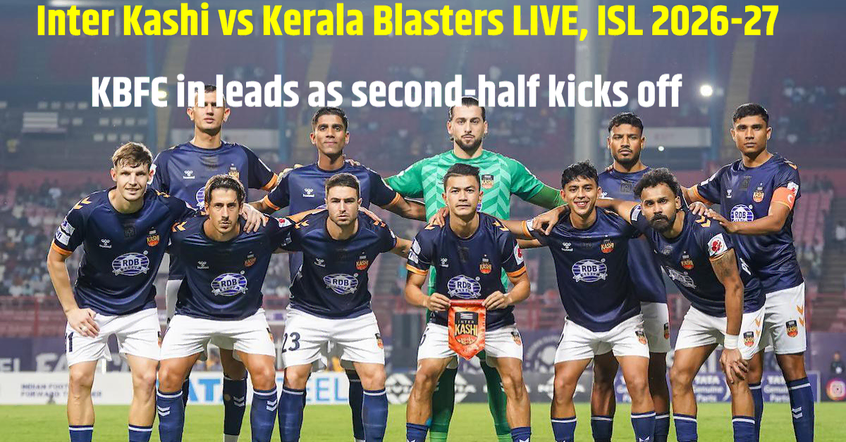 Inter Kashi vs Kerala Blasters 2026-27 match in Pune featuring Vibin Mohanan's first-half goal and Kerala Blasters players