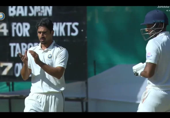 Mukesh Choudhary 5 Wickets: Mukesh Choudhary bowling for Rest of India against Jammu and Kashmir in the Irani Cup 2026